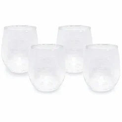 Food Network 4-Pc. Clear Textured Acrylic Stemless Wine Glass Set