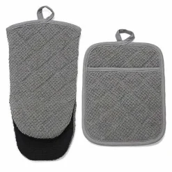 Food Network Terry Neoprene Oven Mitt & Pot Holder Set